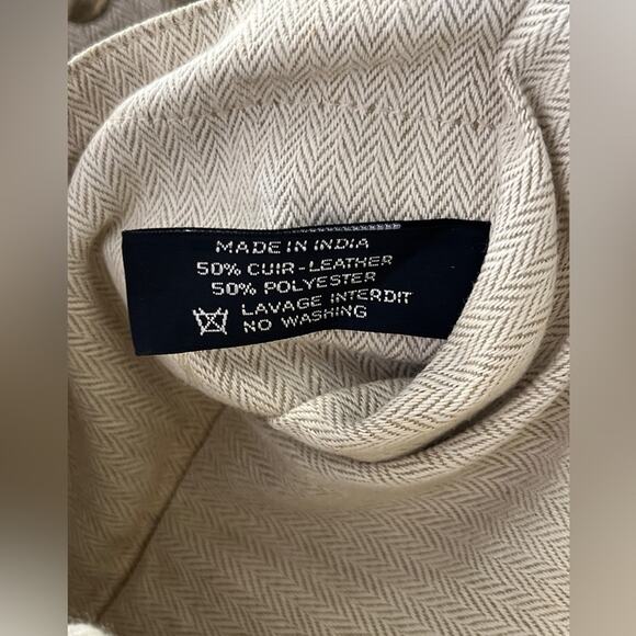 Hermès Woven Leather Chevron Tote Bag Beige Silver Made in India VPM Stamp - Picture 4 of 16